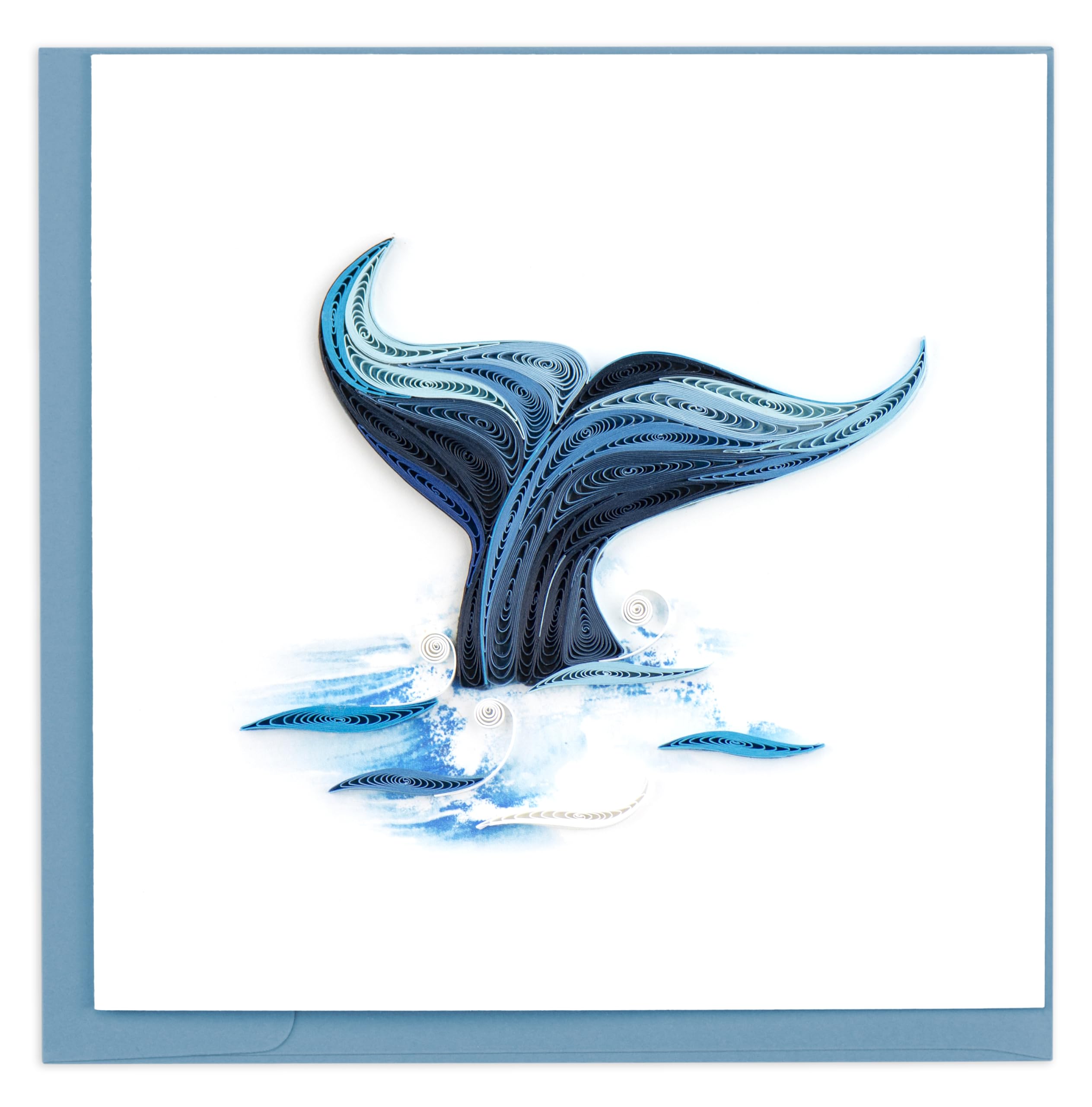 Quilling Whale Tail Ocean Splash Hand-Finished Art Greeting Card Frameable Art - Suitable for Framing in a Card Frame - by The Quilling Card Company