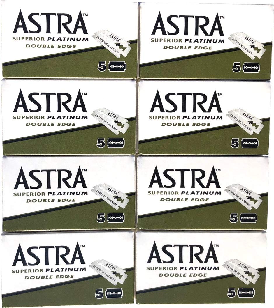 Astra Superior Platinum Double Edge Safety Razor Blades, 40 blades (5x8)
