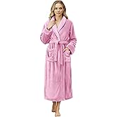NY Threads Women's Fleece Shawl Collar Bathrobe Plush Long Spa Robe, Medium