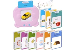 UOIUNSA Toddler Talking Flash Cards with 255 Cards and 510 Words, Montessori Toys, Speech Therapy, Autism Sensory Toys, Learning Educational Gifts with Music for 3 4 5 6 Year Old Boys and Girls(Pink)