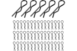 HobbyPark Small 1/16 1/18 Body Clips Bent Springy R Pins Black RC Car Shell Replacement Parts (50-Pack)
