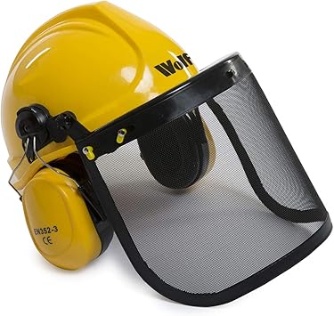 hard hat with ear defenders and visor