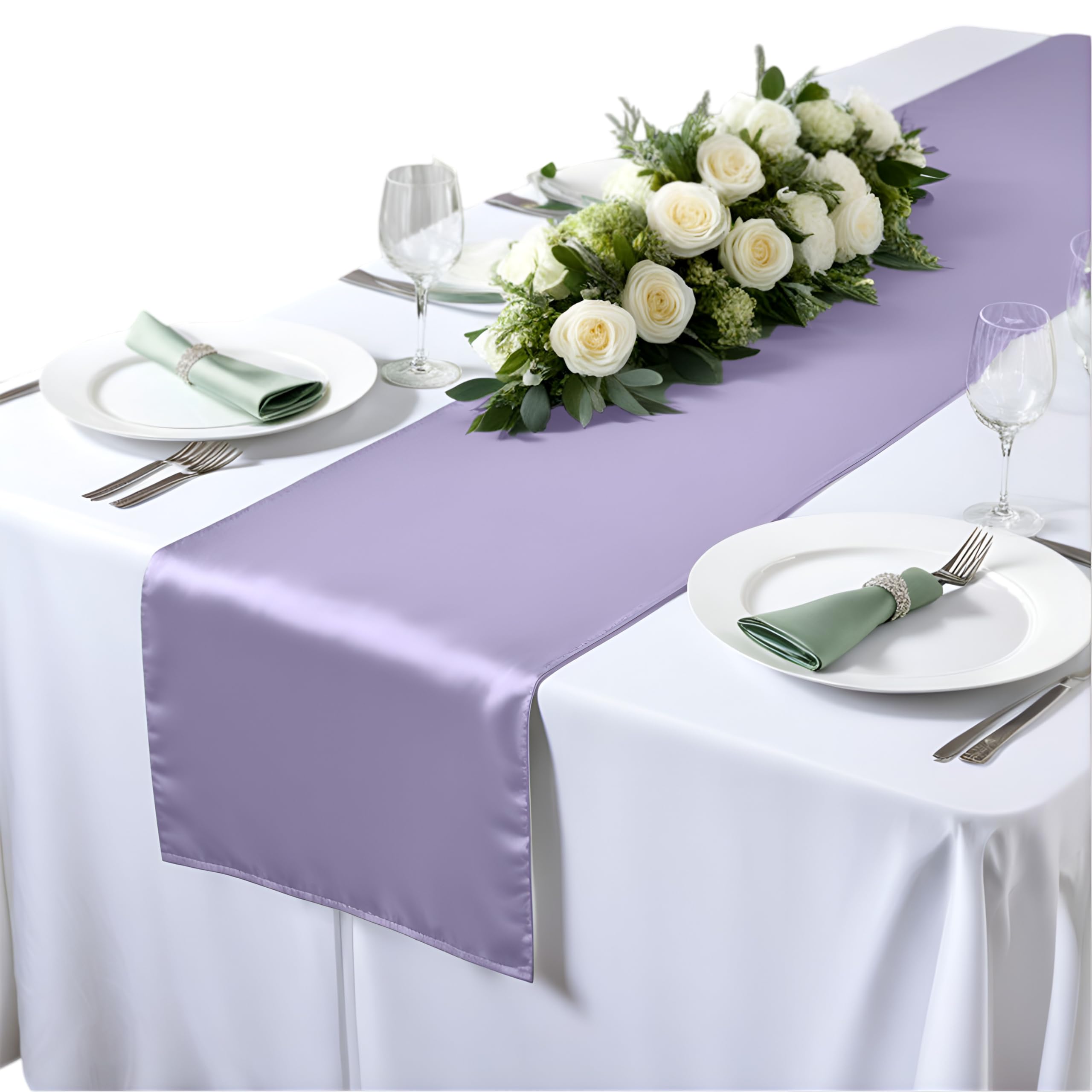 Elegant Event Essentials - Polyester Table Runner - For Spring Party, Wedding, Reception, Banquet, Home Dining Space Christmas Decoration (Lilac, 12 Inch X 108 Inch)