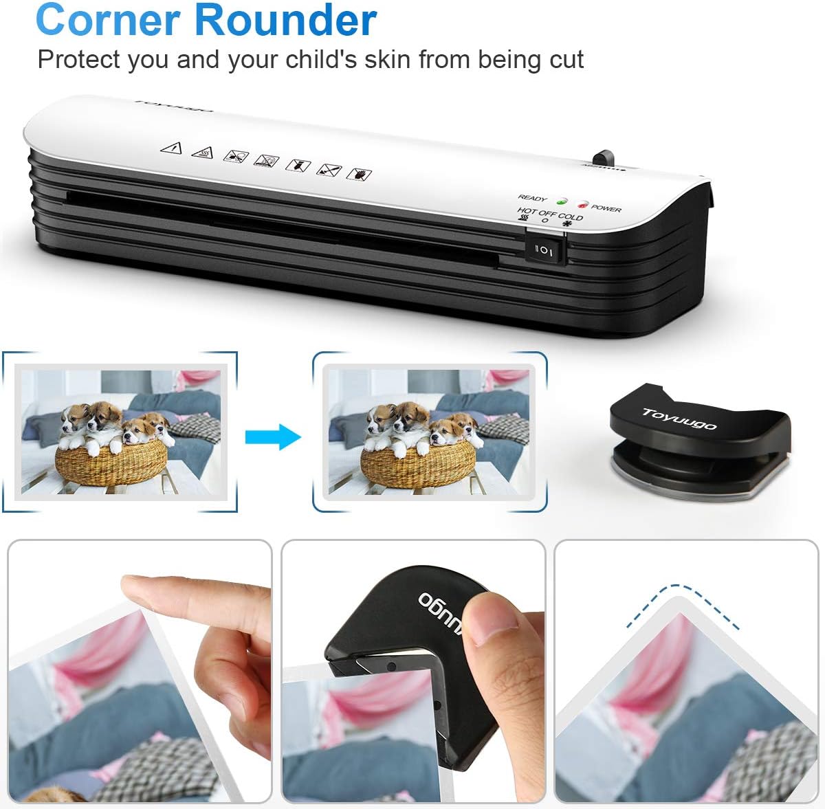 Laminator, Toyuugo A4 Laminator, 4 in 1 Thermal Laminator for Home Office School Use, 9 inches Max Width, Quick Warm-Up, Paper Trimmer, Corner Rounder (15 Laminating Pouches) : Office Products