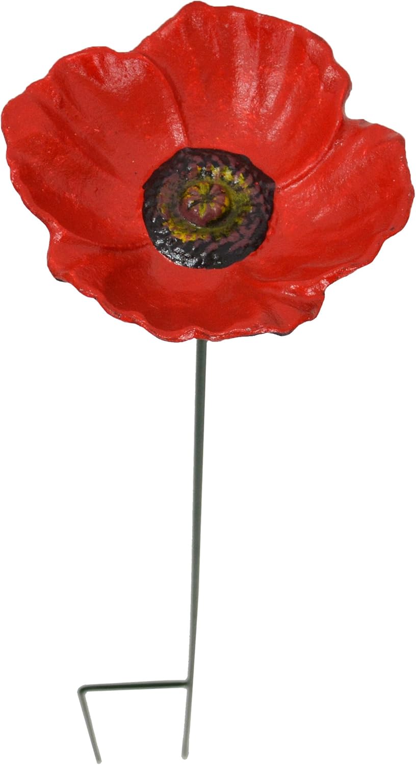 Green Jem Poppy Cast Iron Bird Feeder, Red, 15x15x75 cm Amazon.co.uk
