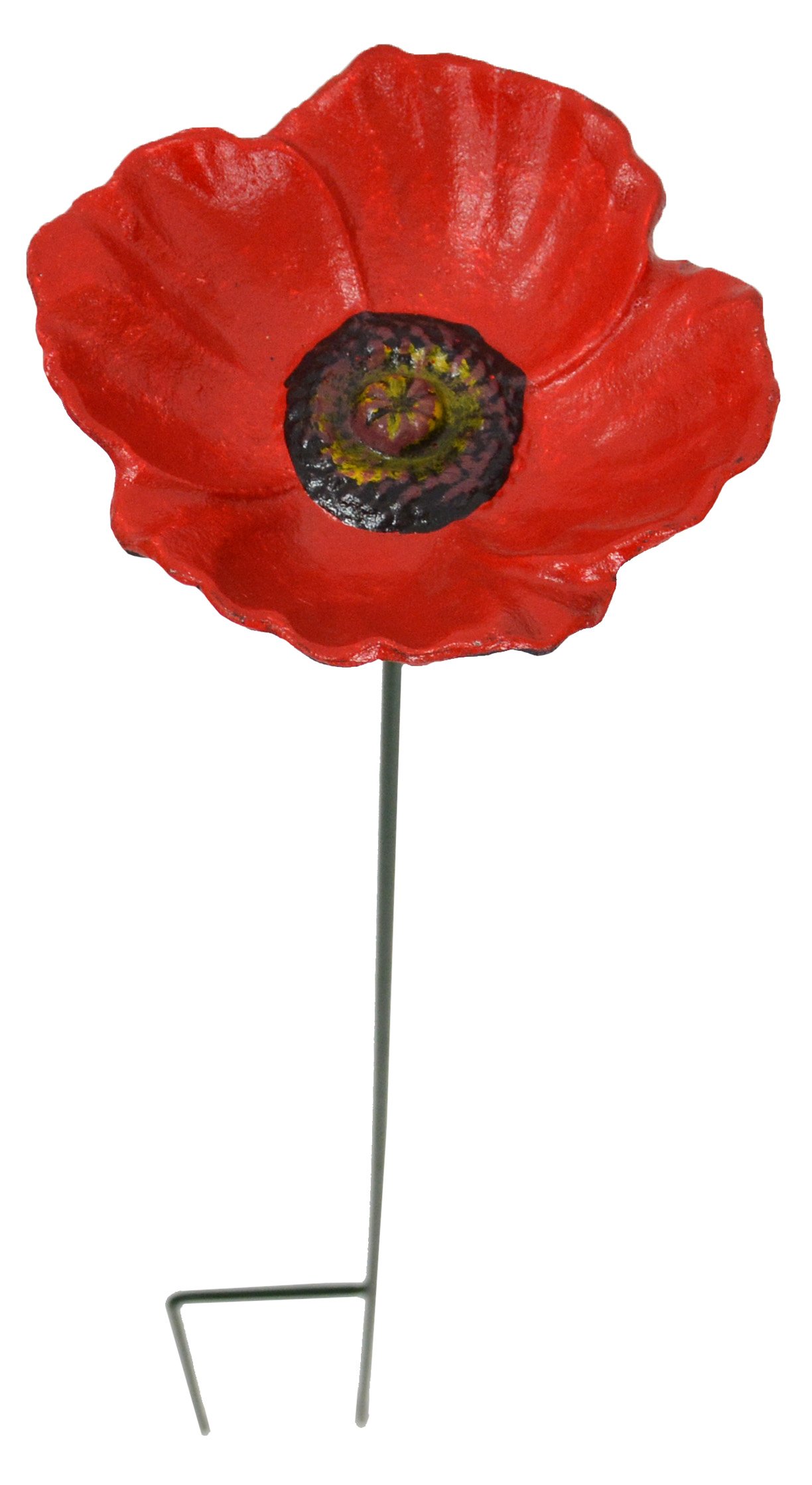 Green Jem Poppy Cast Iron Bird Feeder, Red, 15x15x75 cm