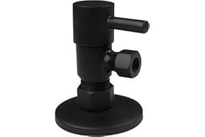 Westbrass A105QR-62 Round Lever 1/4-Turn Angle Stop 1/2" Copper x 3/8" Compression, Matte Black
