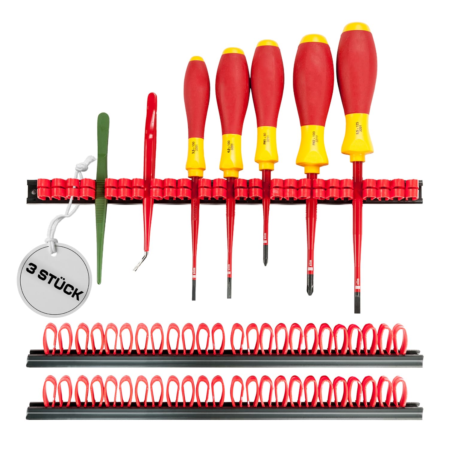 Parat 802000981 "Basic" Wall Mounting Strip Set, Black, Set of 3 Piece