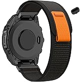 Koazon Trail Loop Nylon 22mm Quick Fit Watchband Compatible with Garmin Fenix 8 47mm/Forerunner 965/970/Instinct 1/2/3 45mm Solar,Soft Adjustable Sport Strap for Fenix 7 Pro/7/6 Pro/6/5 plus/5
