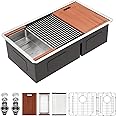 Sarlai 30 Undermount Kitchen Sink Double Bowl - 30x19 Inch Kitchen Sink Undermount Workstation16 Gauge Stainless Steel Deep Double Bowl 60/40 Low Divided Under Counter Sinks Basin
