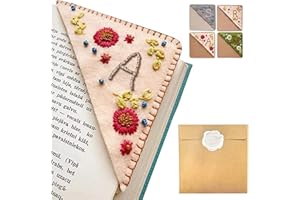 ARTLAZA Personalized Hand Embroidered Corner Bookmark, 26 Letters Hand Stitched Felt Corner Letter Bookmark, Cute Flower Embroidery Bookmarks for Book Reading Lovers Meaningful Gift (Fall，A