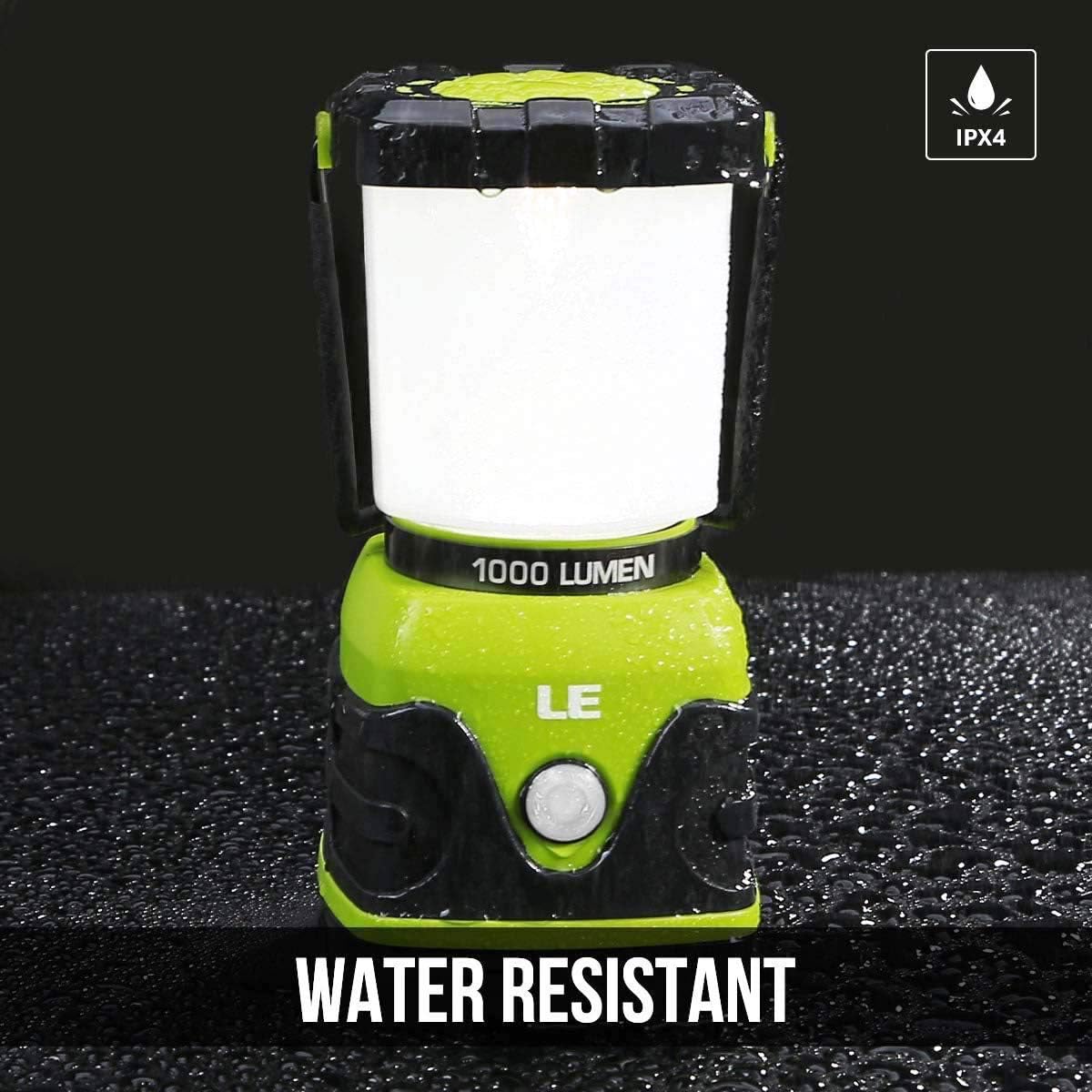 LE LED Camping Lantern, Battery Powered LED with 1000LM, 4 Light Modes, Waterproof Tent Light, Perfect Lantern Flashlight for Hurricane, Emergency, Survival Kits, Hiking, Fishing, Home and More: Sports & Outdoors