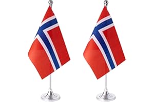 ZXvZYT 2 Pack Norway flag Norwegian Table Flag Small Mini Norwegian Desk Flags With Stand Base,International Festival Events Celebration Decorate,Home office Decorations