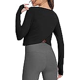 Bestisun Long Sleeve Athletic Workout Shirts Sports Yoga Gym Crop Tops for Women