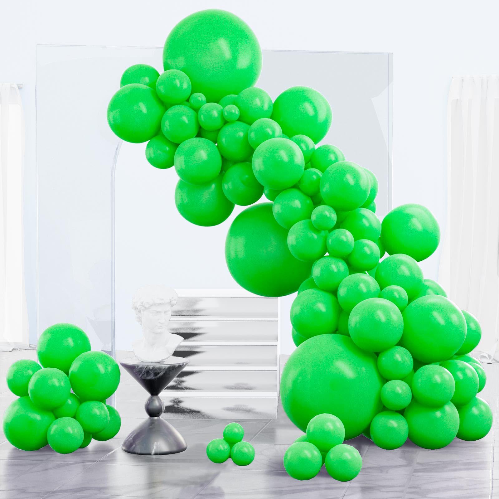Photo 1 of PartyWoo Green Balloons, 85 pcs Green Balloons Different Sizes Pack of 18 Inch 12 Inch 10 Inch 5 Inch for Balloon Garland Arch as Birthday Decorations, Wedding Decorations, Baby Shower Decorations