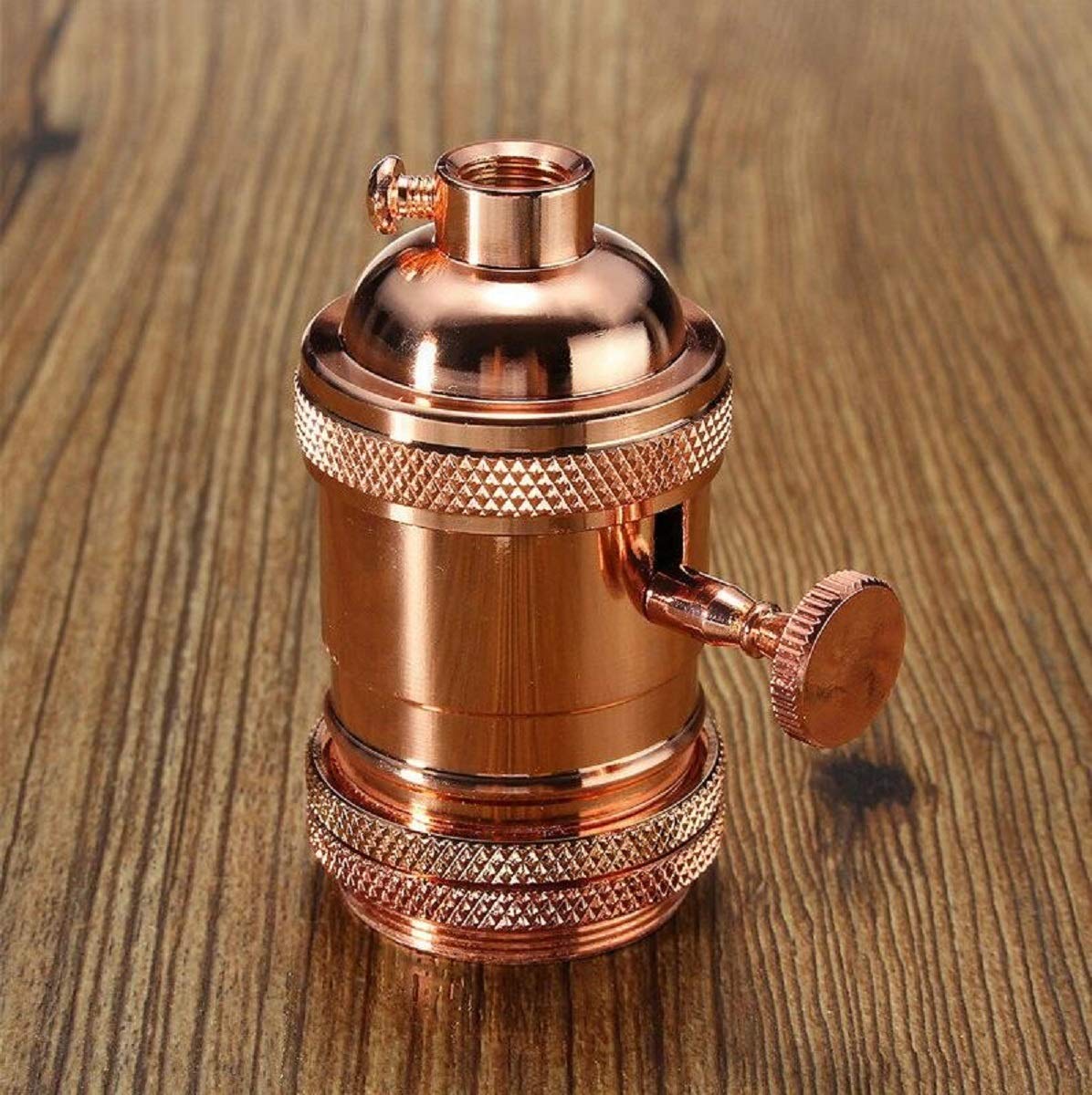 MASUNN E26/E27 Retro Vintage Edison Industrial Light Bulb Lamp Holder Socket With Switch-Rose Gold