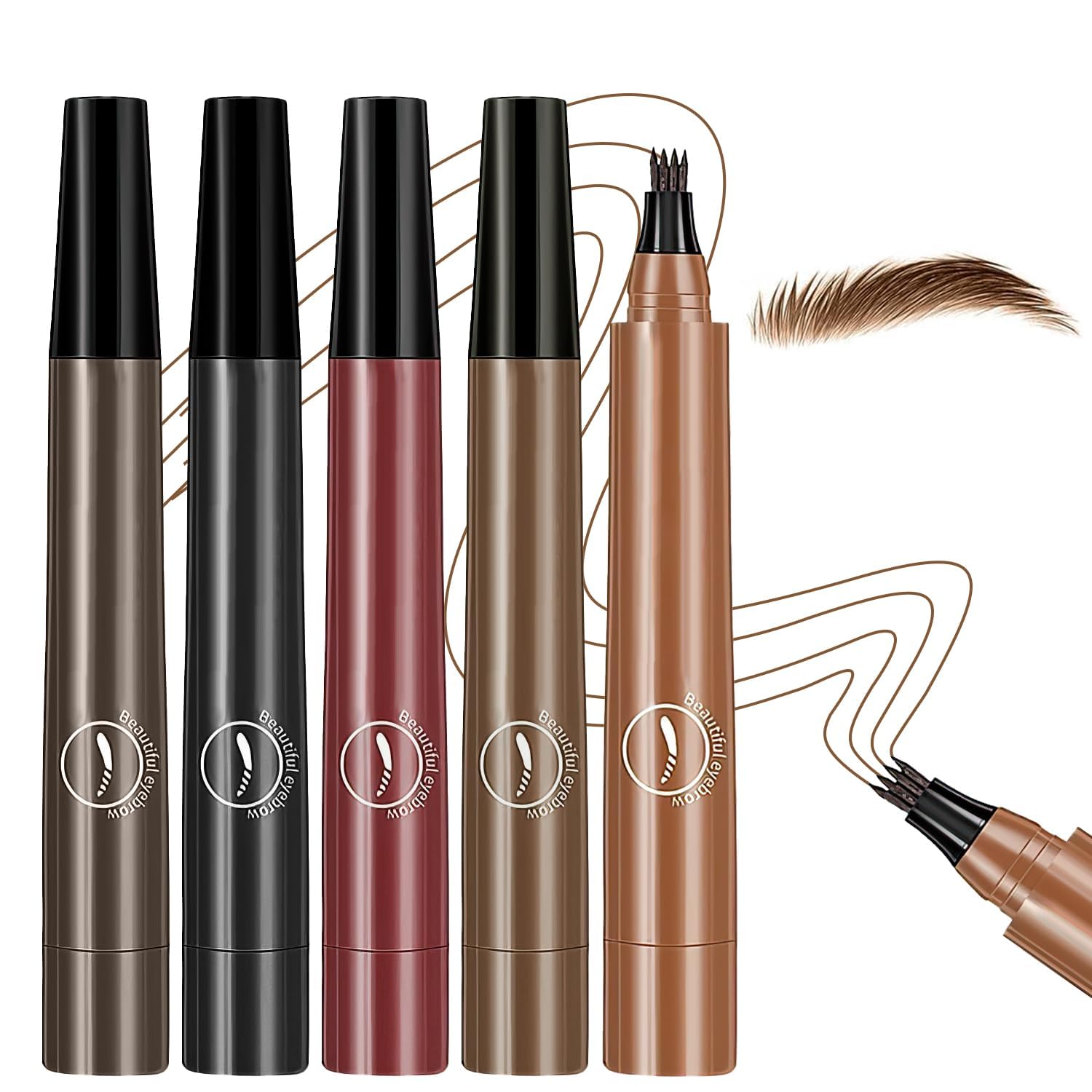 Photo 1 of ?5PCS?4-Point Microblading Eyebrow Pen, Waterproof 3D Liquid Pencil for Natural-Looking Brows, Long-Lasting Makeup Tool for Women