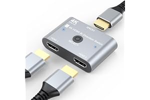 Ureegle 4K@60Hz HDMI Switcher 2 in 1 Out, HDMI Splitter 1 in 2 Out, HDMI Splitter for Gaming, Support 4K 3D HDR Widely Compatible with Xbox, PS5/4/3, Blue-Ray Player etc
