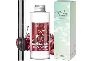 STRN Reed Diffuser Oil Refill, Black Cherry Scented Diffuser Oil Refills with 6 Reed Sticks 200ML(6.8fl.oz), Room Fresheners 