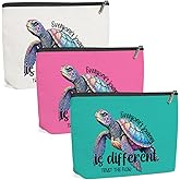 VBCVBGFH 3 Pack Funny Beach Sea Turtle Gifts for Women Turtle Lovers Bestie Makeup Bag,Travel Essentials Cosmetic Bags for Women,Birthday Graduation Christmas Vacation Friendship Girl Weekend Journey