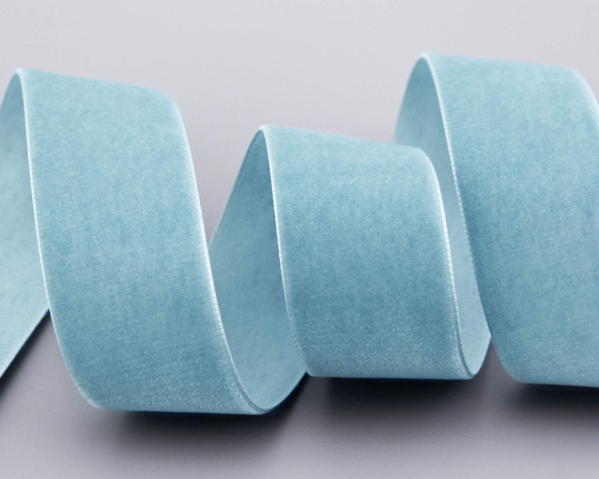 finemark 3 m x 36 mm Velvet Ribbon Pastel Blue Light Petrol (603) Decorative Ribbon Velour One Side Velvet Ribbon for Sewing, Decorating