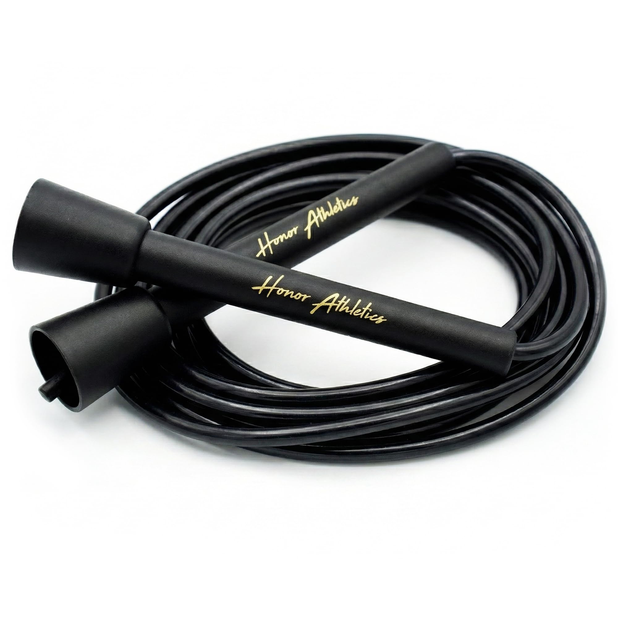 HONOR ATHLETICS Speed Rope, Skipping Rope - Best for Double Under, Boxing, MMA, Cardio Fitness Training Condition - Jump Rope (Black, 10 ft rope – (Fits users up to 6'3"))