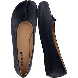 CUSHIONAIRE Maki Tabi Flats for Women, Split Toe Ballet Flats with Flexible Sole and Cushioned Footbed