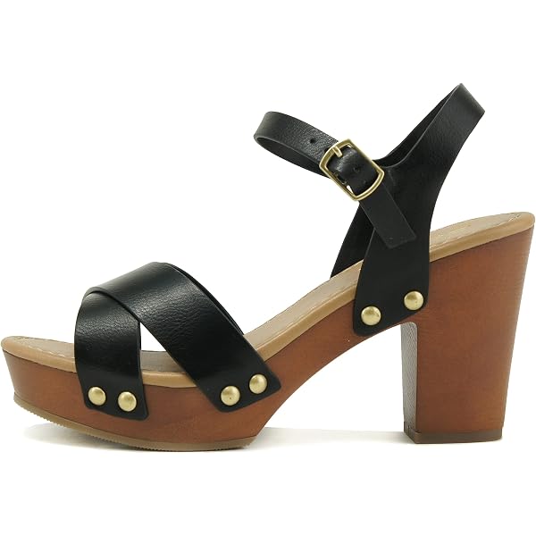 Paradox London Leather Block Heeled Platform Sandals Madden  Steve Madden Black Leather Platform Sandals with Wood Block Heel main image 0