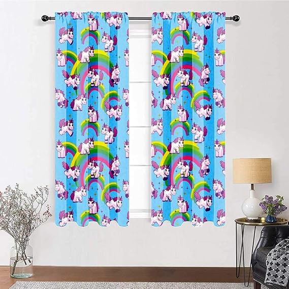 Farmhouse Curtains Unicorn Home and Kids Decor Light
