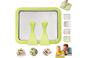 At Home Rolled Ice Cream Maker Kit, Portable Rolled Ice Cream Tray, Large DIY Instant Freeze Machine with 2 Scrapers, Stainle