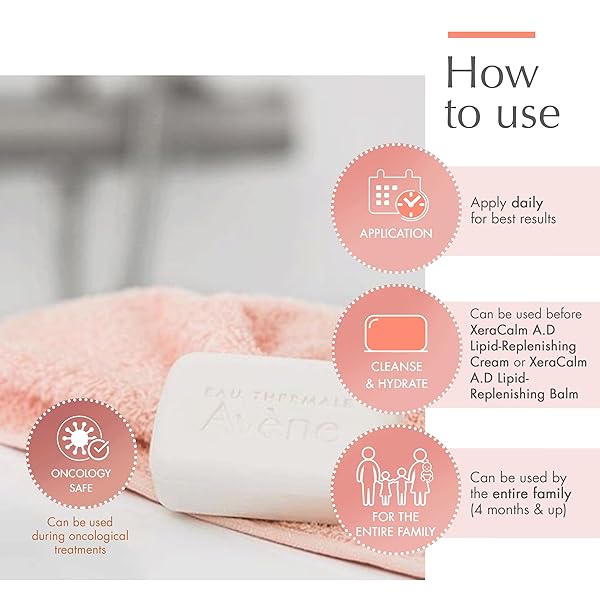 AVÈNE XERCALM A.D ULTRA-RICH CLEANSING BAR FOR ATOPIC DERMATITIS, ECZEMA PRONE SKIN, FRAGRANCE-FREE, 100 G
