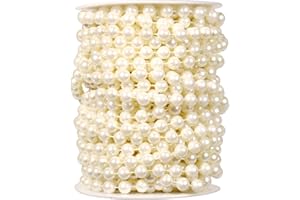 CADIKEZ [47Feet] Pearl Beads Garland, 8MM 15.7 Yards Faux Pearl Beads String Roll Bulk for DIY Craft Wedding Party Christmas Tree Decoration