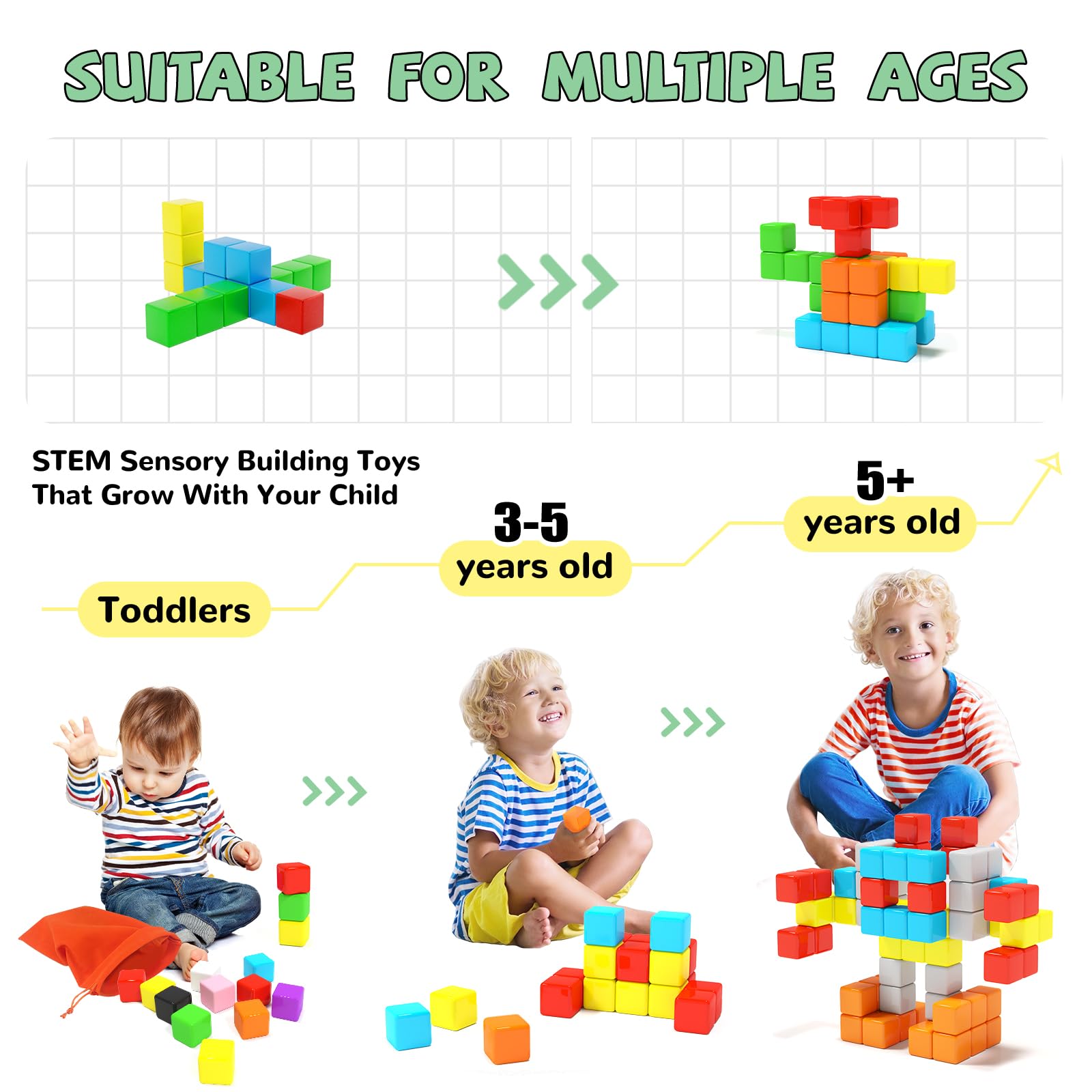 Hiwawind Magnetic Blocks for Toddlers -Classroom Must Haves STEM Learning Toys for 3-5 Year Old Boys & Girls, Safe & Strong Building Blocks with ASMR Sounds,Ideal Gifts for Kids 3+