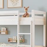 Merax Kids Bunk Bed with Adjustable Ladder & Slide, White Wood Frame view 7