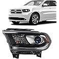 FIONE Halogen Headlight Assembly Compatible With Dodge Durango 2014-2020 Replacement Black Housing Headlights Without LED DRL Projector Left Driver Side LH 68299135AD CH2502302