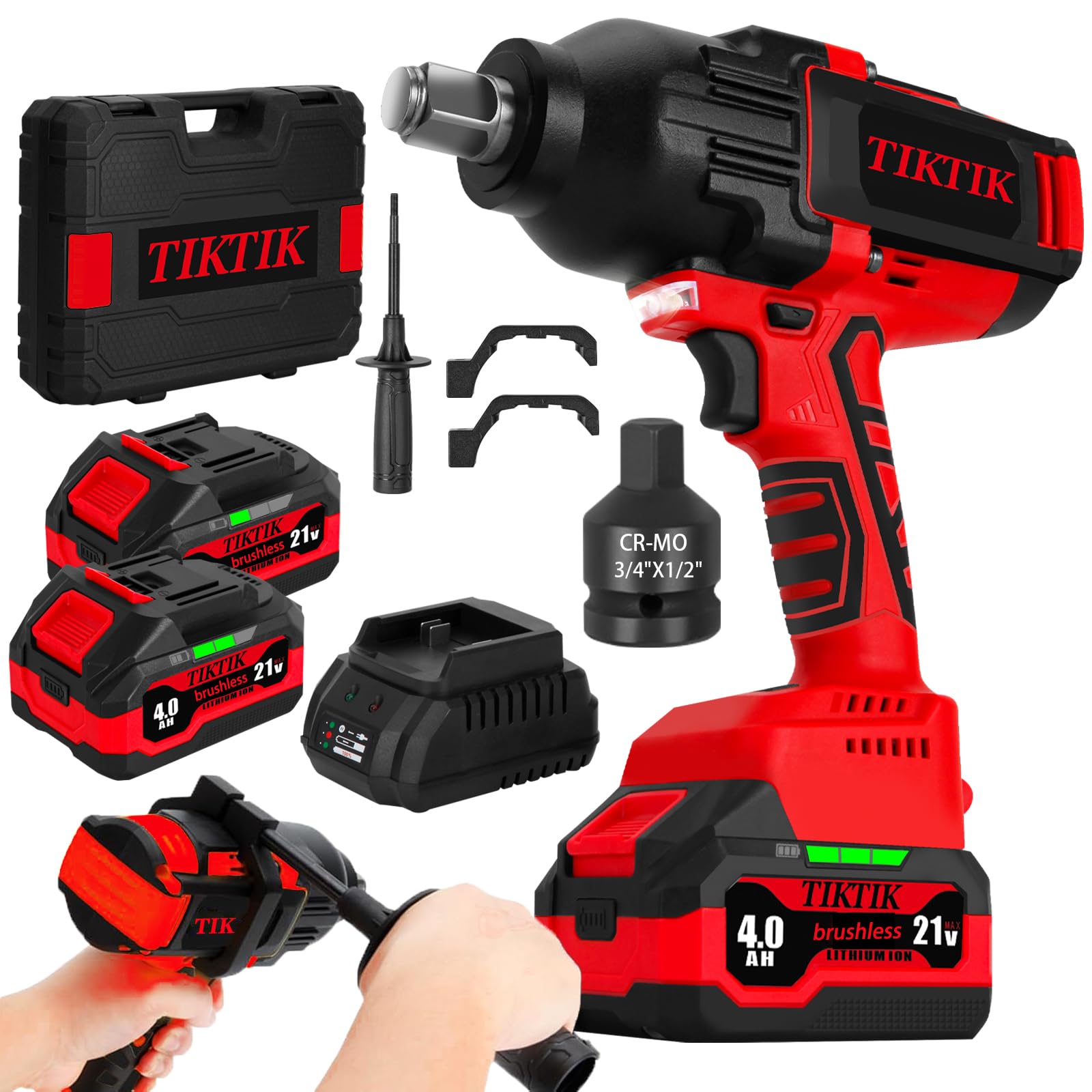 TIKTIK 2000N.m Cordless Impact Wrench,3/4" to
