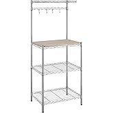 Amazon Basics 厨房存储烘焙架,顶部可拆卸,铬色/米色,45.72 cm 深 x 60.96 cm 宽 x 140.96 cm 高