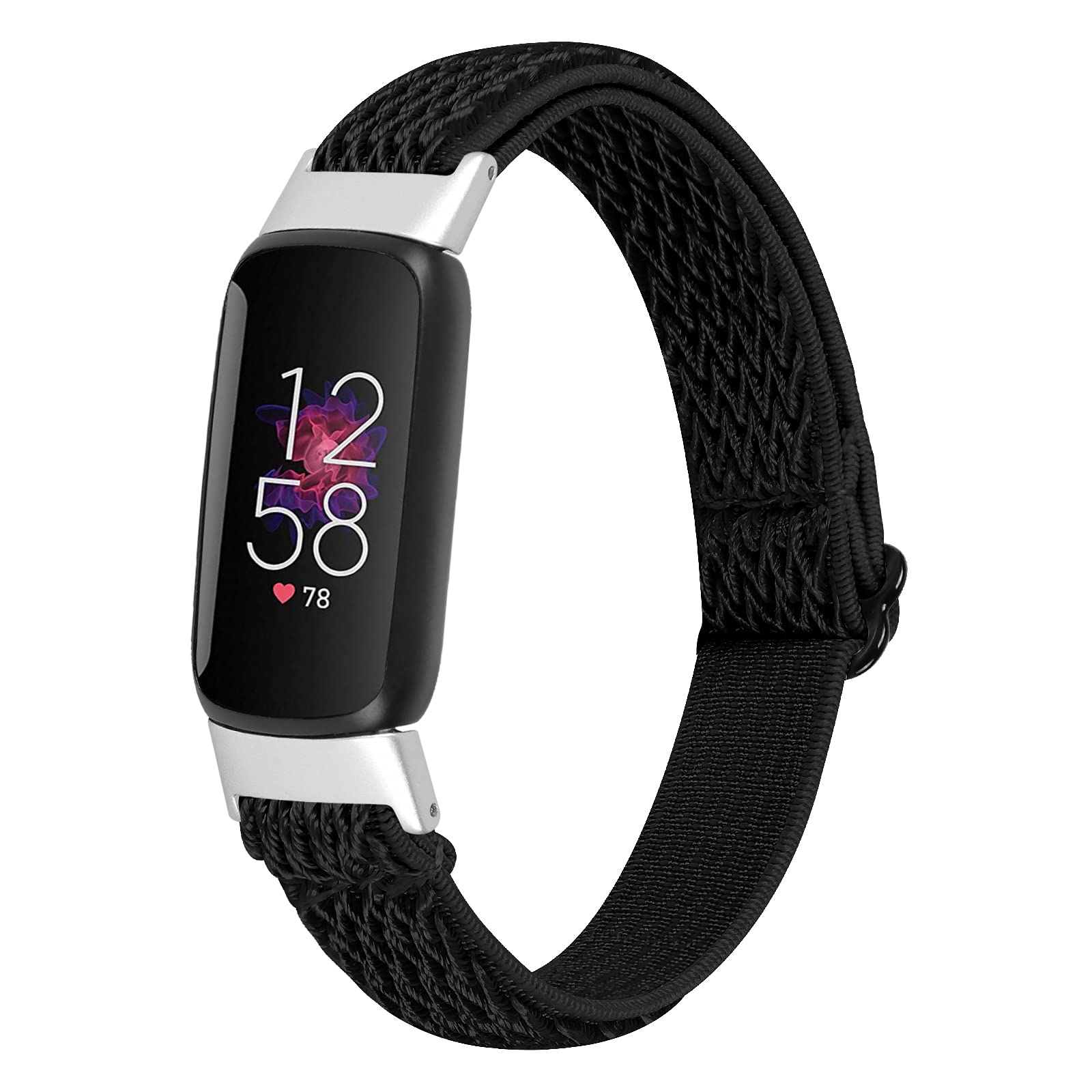 Ginamart Nylon Strap Compatible with Fitbit Luxe Strap, Soft Adjustable Woven Sport Elastic Replacement Strap Wristband for Women Men (Black)