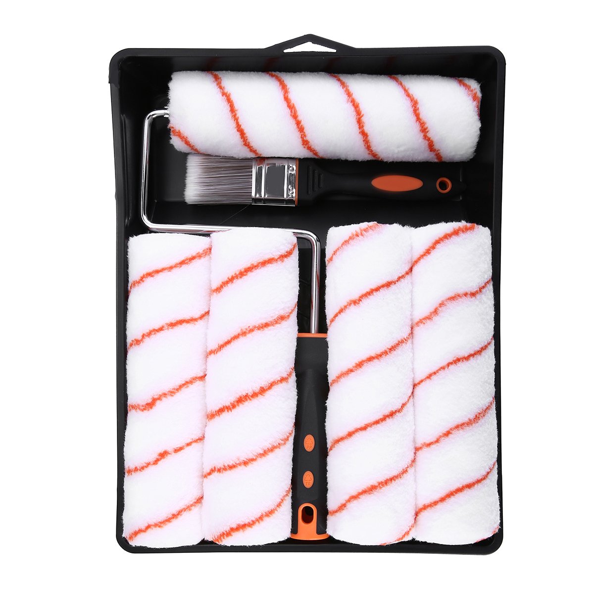 Jeteven 8pcs Farbroller Kit Renovierungsset,5 lackierwalze set mit 1 Farbwanne mit 1Flachpinsel mit 1 Bügel