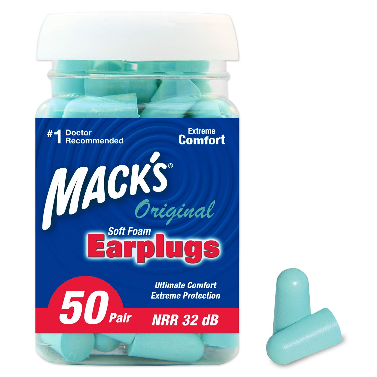 Mack's Ear Care Original Soft Foam Earplugs Pack of 50 Pairs Amazon