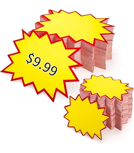 200 Pcs Blank Star Sale Tags - 3.6x4.75 Inch Yellow & White Paper Price Labels For Garage Sales, Retail, Real Estate, Fundraising