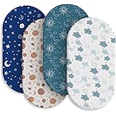 IOCCLH Baby Bassinet Sheets for Baby Boy Girls,4-Pack Fitted Bassinet Sheets Set Compatible with Halo Bassinest Swivel Sleeper,Baby Delight,Angelbliss,32"X16" (Starry Universe)