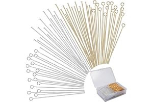 BOYIVI 600 Pieces 2 Inch Flat Head Pins Eye Pins for Jewelry Making DIY, Straight Head Eye Pins Gold and Sliver Jewelry Making Pin Metal End Headpins for Craft Earring Bracelet Necklace Pendant Supplies