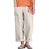 Mordenmiss Women's Casual Cotton Linen Pant w/Unique Pockets