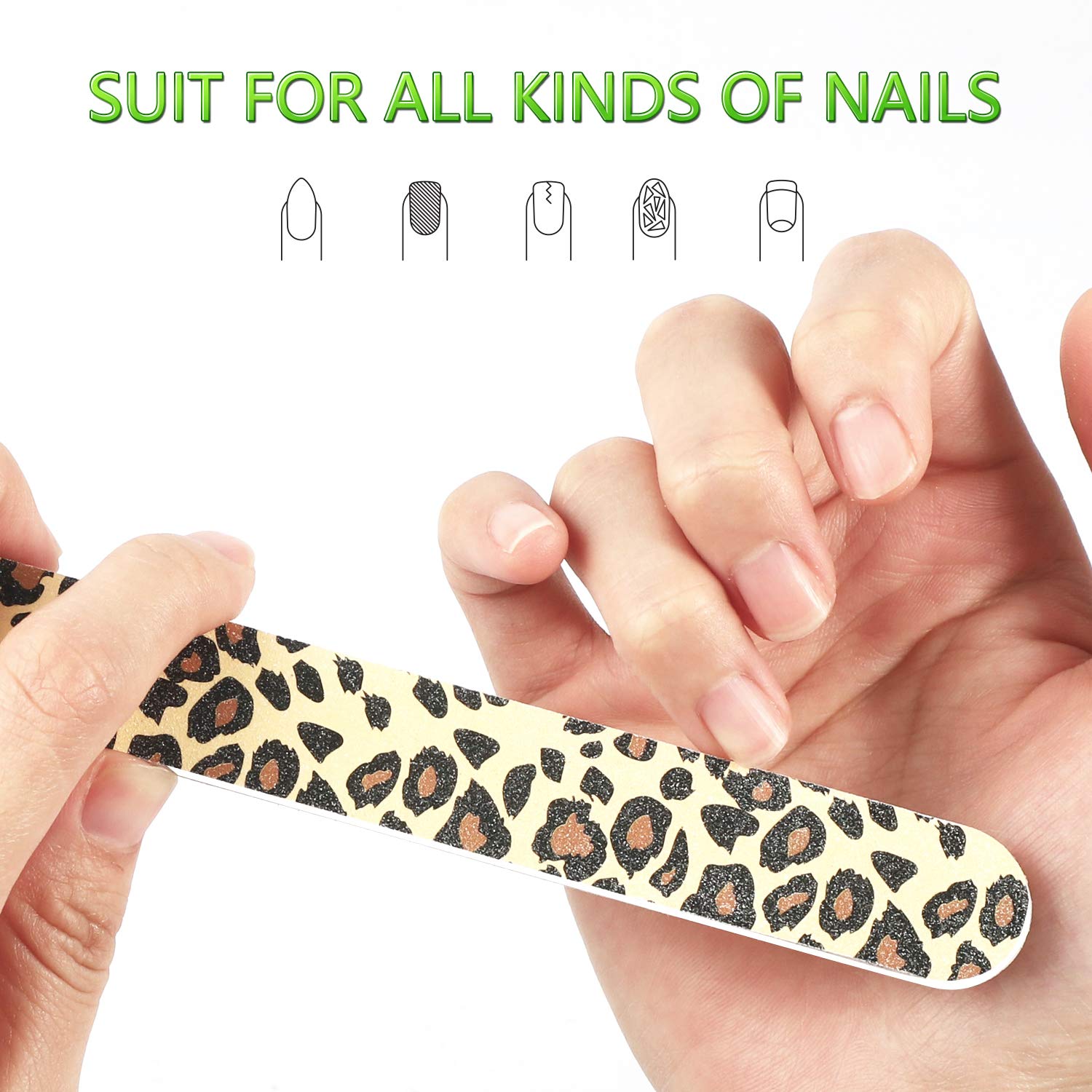 YIMICOO 12PCS Nail Files 150/150 Grit, Emery Boards for Nails, Professional Double Sided Nail File and Buffers for Women Girls Natural Acrylic Nails, Colorful, 7 Inches : Beauty