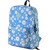 VASCHY Backpack for School, Lightweight Water Resistant Bookbag Casual Daypack for Women/Teen Girls Daisy