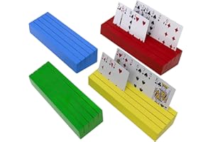 hismocal Playing Card Holders Deck Stand, Play Cards Holder for Kids or Elder People, Hands-Free Wood Holder Racks,Tray for Organizing Cards (Multiple-Color)