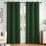 Deconovo Christmas Blackout Curtains 2 Panels Dark Green Thermal Eyelet 42 x 90