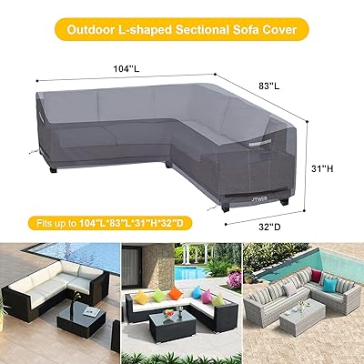 Buy Heavy Duty Outdoor Sectional Sofa Cover 83 X 104 Patio Cover 600d 100 Waterproof For Outdoor Furniture Patio Sectional Couch Cover L Shaped Lawn Patio Furniture Lounge Cover Right Facing Online