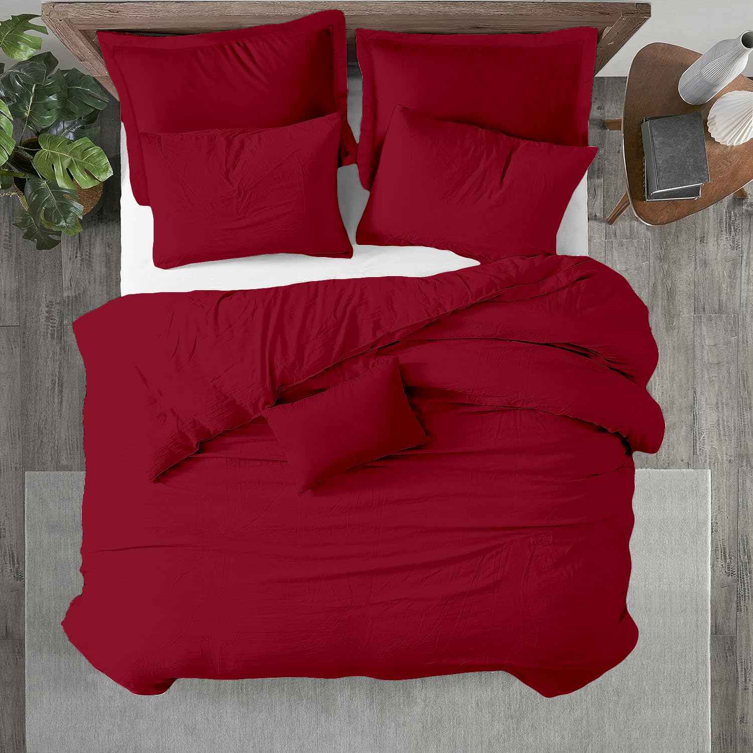 Photo 1 of Kotton Culture 1 Pc Twin Size Duvet Cover Only -100% Egyptian Cotton Sateen 600 TC Ultra Soft Premium Durable Comforter Cover Zipper Closure & Corner Ties (Red Burgundy, Twin/Twin XL 68" X 90")